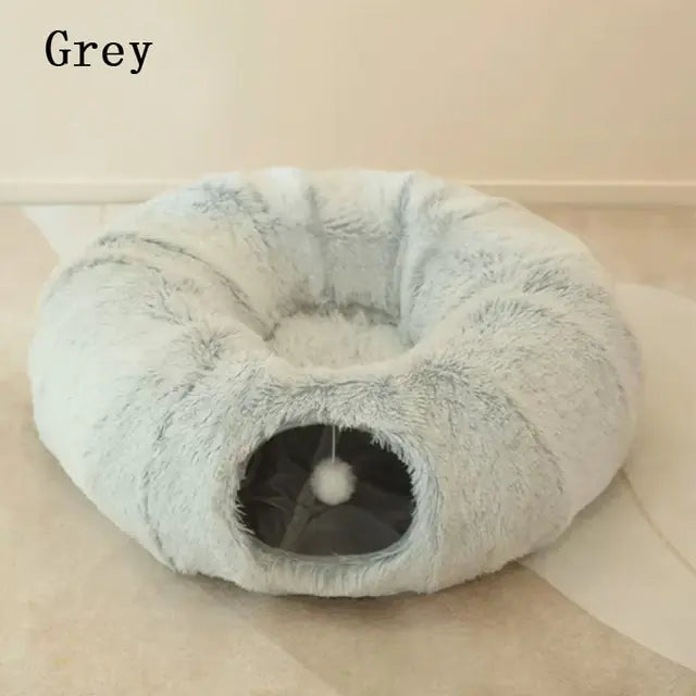 2-in-1 Round Tunnel Cat Bed